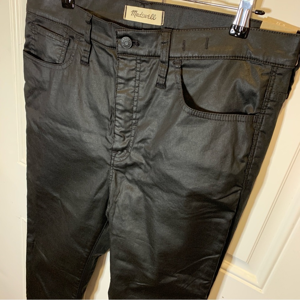 NWT Madewell 10” High-Rise Skinny with Magic Pockets Faux Leather Sheen Shiny 32